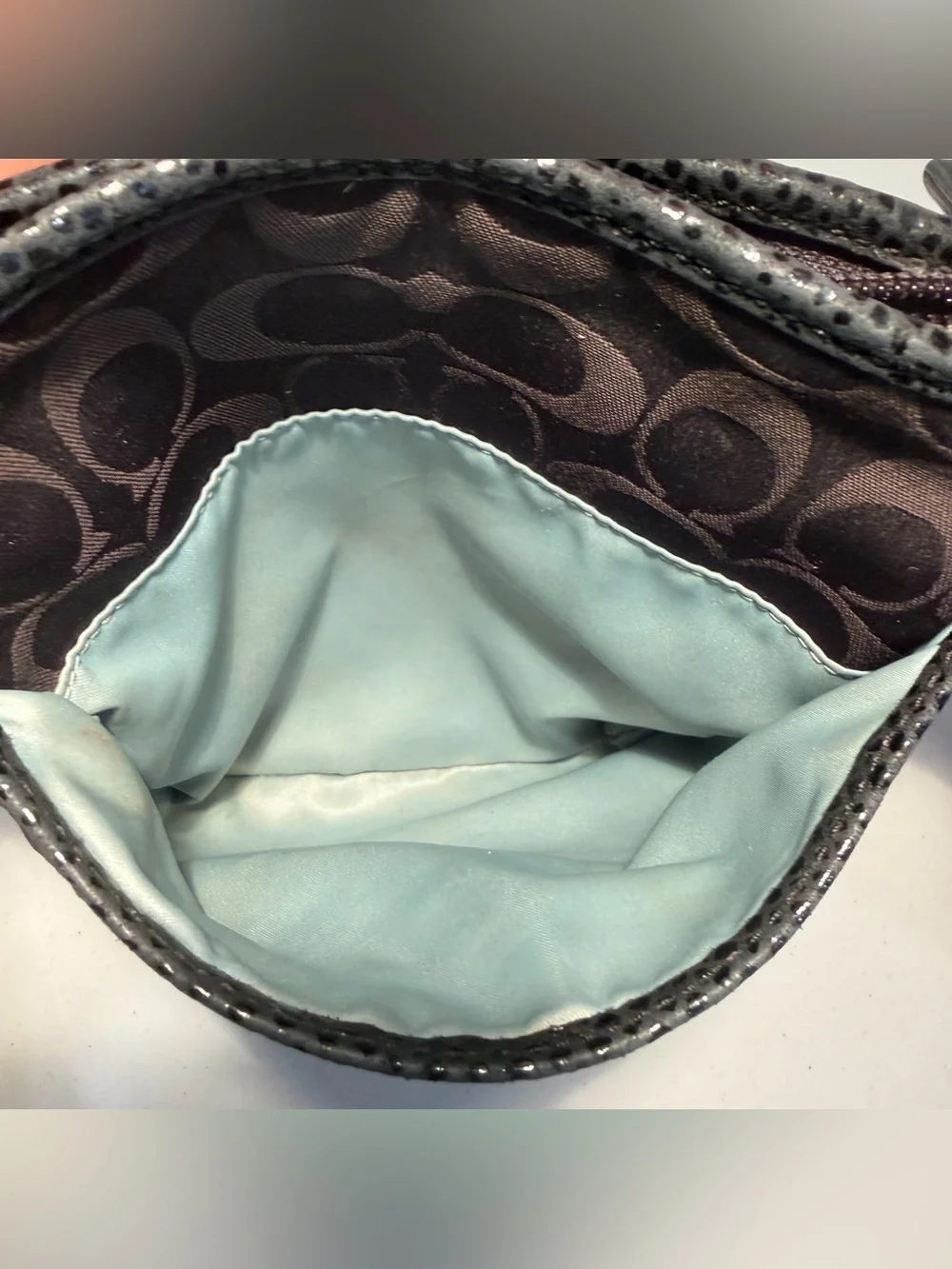 Coach Black Signature Peyton Exotic Trim Swingpack Crossbody